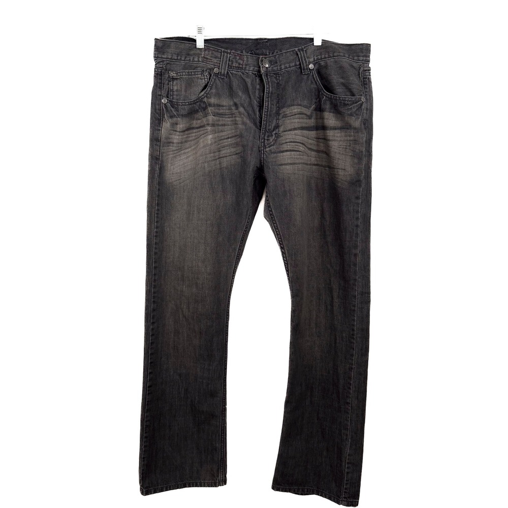 Request  Jeans Distressed Wash Denim Straight Leg Black Jeans 40x34